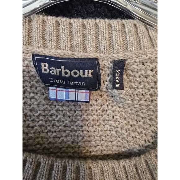 Barbour Heather Knit Jumper Colorblock Tan Blue Wool Blend Side Buttons US 10 - Picture 4 of 12